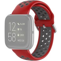 Mobigear Sport Plus Buckle Bracelet Silicone pour Fitbit Versa 2 Fermeture boucle ardillon - Rouge / Gris