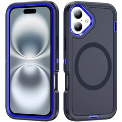 Mobigear Rugged Mag Coque iPhone 16 MagSafe Coque arrière Rigide Anti-Chocs - Bleu Marin