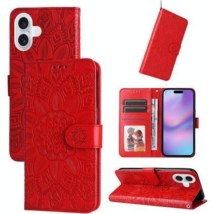 Mobigear Sunflower Housse iPhone 17 Etui Porte-Monnaie - Rouge