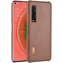 Mobigear Croco OPPO Find X2 Pro Plastique rigide Coque arrière - Marron