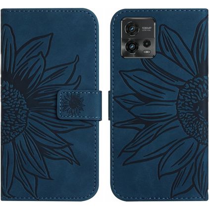 Mobigear Sunflower Housse Motorola Moto G72 Etui Porte-Monnaie - Bleu