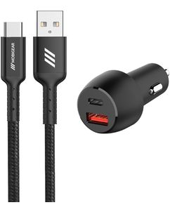 Mobigear Essentials - Double USB / USB-C Chargeur voiture USB-C 1 mètre Power Delivery 48W - Noir