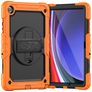 Mobigear SureGrip Xtreme Coque Samsung Galaxy Tab A9 Plus (2023) Coque arrière en Plastique rigide,Silicone + Bandoulière + Support Amovible - Orange
