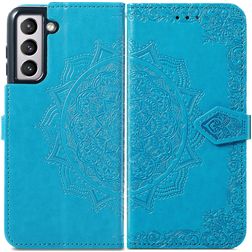 Mobigear Mandala Housse Samsung Galaxy S21 FE Etui Porte-Monnaie - Bleu