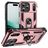 Mobigear Armor Ring Coque iPhone 17 Pro Coque arrière Rigide Anti-Chocs avec Anneau-Support - Rose doré