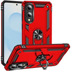 Mobigear Armor Ring Coque Samsung Galaxy S25 Edge Coque arrière Rigide Anti-Chocs avec Anneau-Support - Rouge
