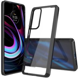 Mobigear Crystal Motorola Edge (2021) Plastique rigide Coque arrière - Transparent / Noir