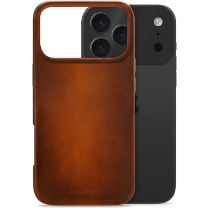 Mobilize Premium Coque iPhone 17 Pro MagSafe Coque arrière en Cuir Véritable - Burned Cognac