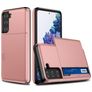 Mobigear Card Coque Samsung Galaxy S21 Plus Coque arrière Rigide Anti-Chocs avec Porte-Cartes - Rose doré
