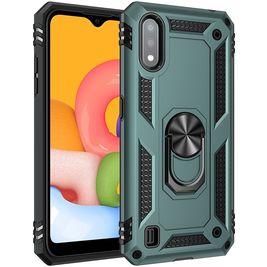 Mobigear Armor Ring Coque Samsung Galaxy A01 Coque arrière Rigide Anti-Chocs avec Anneau-Support - Vert