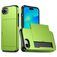 Mobigear Card Coque iPhone 16e Coque arrière Rigide Anti-Chocs avec Porte-Cartes - Vert