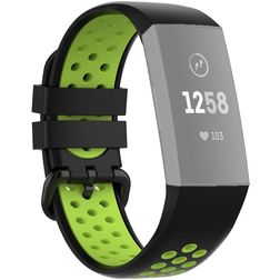 Mobigear Sport Plus Buckle Bracelet Silicone Fitbit Charge 3 Fermeture boucle ardillon - Noir / Vert