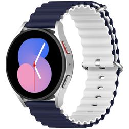 Mobigear Ocean Bracelet Silicone Smartwatch Fermeture boucle ardillon - Connexion universelle de 22 mm - Blanc / Dark Blue