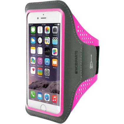 Mobiparts Comfort Fit Brassard Téléphone iPhone SE (2022) Brassard Coque de Sport en Neoprène - Neon Pink
