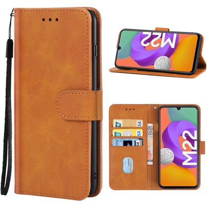 Mobigear Wallet Housse Samsung Galaxy M22 Etui Porte-Monnaie - Marron