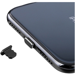 Mobigear Essentials Bouchon Anti-poussière en Aluminium - Apple Lightning - Noir (Lot de 2)