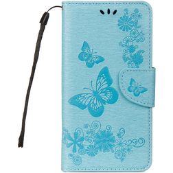 Mobigear Butterfly Housse Samsung Galaxy A8 (2018) Etui Porte-Monnaie - Bleu