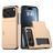 Mobigear Card iPhone 18 Pro Max Plastique rigide Coque arrière Antichoc avec porte-cartes - Or