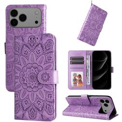 Mobigear Sunflower Housse iPhone 17 Pro Max Etui Porte-Monnaie - Violet