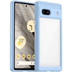 Mobigear Crystal Coque Google Pixel 7a Coque arrière Rigide - Transparent / Bleu