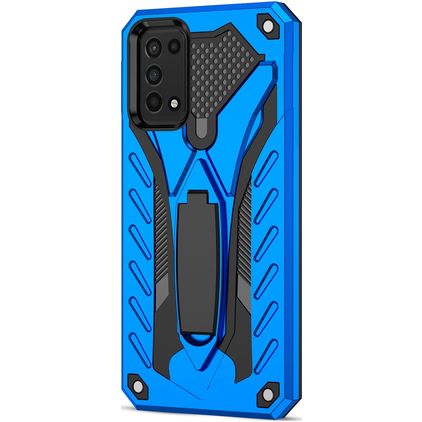 Mobigear Armor Stand Coque Samsung Galaxy A03s Coque arrière Rigide Anti-Chocs avec Support Amovible - Bleu