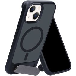 Mobiparts Hardcover Coque iPhone 14 MagSafe Coque arrière Rigide avec Support Amovible - Satin Black