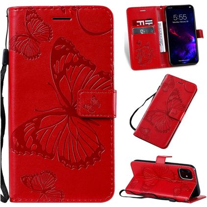 Mobigear Butterfly Housse iPhone 11 Etui Porte-Monnaie - Rouge