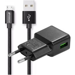 Mobigear Essentials - Simple USB Chargeur Micro USB 1 mètre 12W 2.4A - Noir