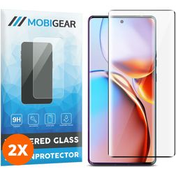Mobigear Premium Motorola Edge 40 Pro Verre trempé Protection d'écran - Compatible Coque - Noir (Lot de 2)
