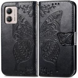 Mobigear Butterfly Housse Motorola Moto G53 5G Etui Porte-Monnaie - Noir