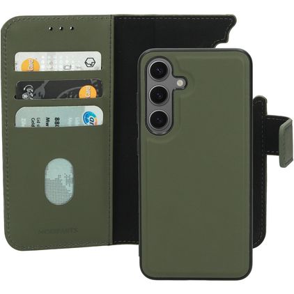 Mobiparts Housse Samsung Galaxy S24 MagSafe Etui avec Coque Détachable en Cuir Véritable Porte-Monnaie - Vert