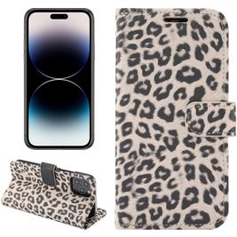 Mobigear Leopard Housse iPhone 14 Pro Etui Porte-Monnaie - Marron
