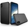 Mobigear Card Coque iPhone XS Coque arrière Rigide Anti-Chocs avec Porte-Cartes - Noir