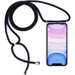 Mobigear Lanyard iPhone 11 Coque avec cordon en TPU Souple - Transparent / Noir