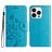 Mobigear Flowers Housse iPhone 16 Pro Etui Porte-Monnaie - Bleu