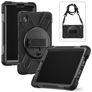 Xccess Survivor All-round Coque Samsung Galaxy Tab A9 Plus (2023) Coque arrière en Plastique rigide,Silicone + Bandoulière + Support Amovible - Noir
