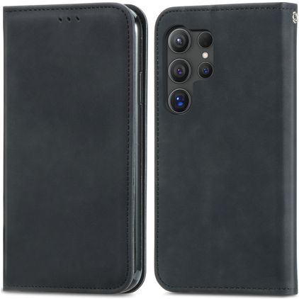 Mobigear Retro Slim Housse Samsung Galaxy S25 Ultra Etui Porte-Monnaie - Noir