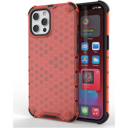 Mobigear Honeycomb Coque iPhone 13 Mini Coque arrière Rigide Anti-Chocs - Rouge