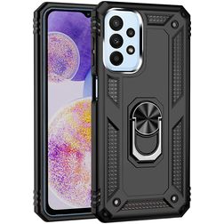 Mobigear Armor Ring Coque Samsung Galaxy A23 Coque arrière Rigide Anti-Chocs avec Anneau-Support - Noir