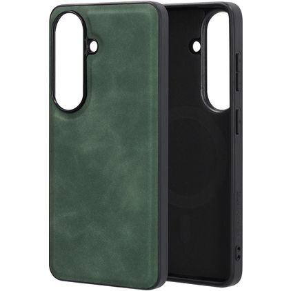 Mobiparts Classic Coque Samsung Galaxy S26 MagSafe Coque arrière en TPU,Similicuir - Emerald Green