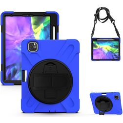 Mobigear SureGrip XGuard Coque iPad Air 5 (2022) Coque arrière en Plastique rigide,Silicone + Porte-crayon + Bandoulière + Support Amovible - Bleu