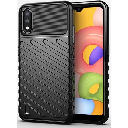 Mobigear Groove Coque Samsung Galaxy A01 Coque arrière en TPU Souple - Noir
