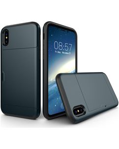 Mobigear Card Coque iPhone XS Coque arrière Rigide Anti-Chocs avec Porte-Cartes - Bleu Marin