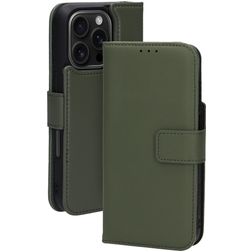 Mobiparts Housse iPhone 16 Pro MagSafe Etui avec Coque Détachable en Cuir Véritable Porte-Monnaie - Vert