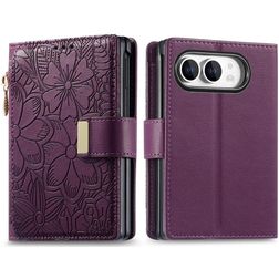 Mobigear Flowers iPhone Duo Étui Portefeuille - Violet