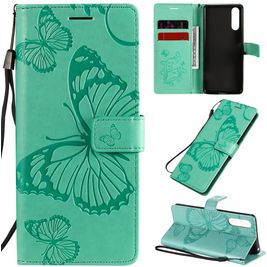 Mobigear Butterfly Housse Sony Xperia 10 II Etui Porte-Monnaie - Turquoise