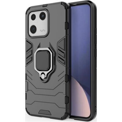 Mobigear Armor Ring Coque Xiaomi 13 Coque arrière Rigide Anti-Chocs avec Anneau-Support - Noir