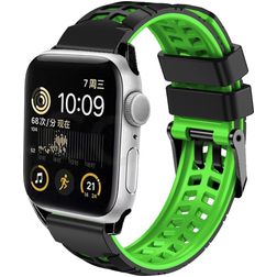 Mobigear Aero Armor Bracelet Silicone pour Apple Watch Fermeture boucle ardillon - 42/41/40/38 mm - Noir / Vert