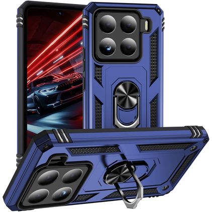 Mobigear Armor ring Coque Xiaomi 15 Coque arrière Rigide Anti-Chocs avec Anneau-Support - Bleu