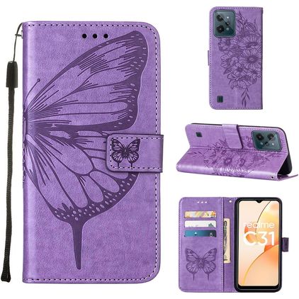 Mobigear Butterfly Realme C31 Étui Portefeuille - Violet
